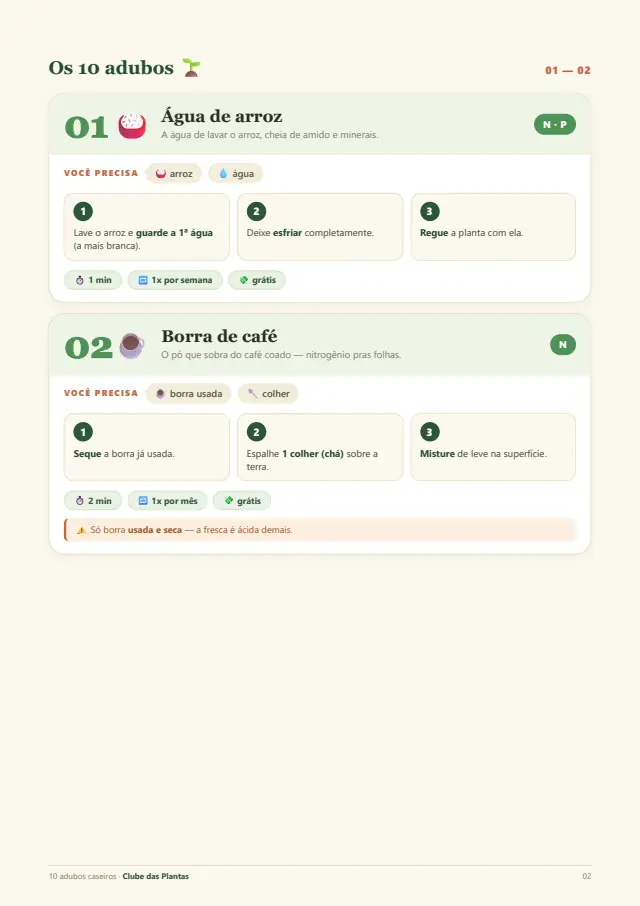 Página interna dos 10 Adubos Caseiros: receitas